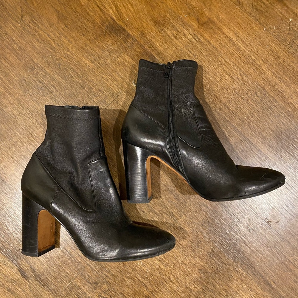 Vince Black Leather Heeled Booties - Size 9.5 women’s